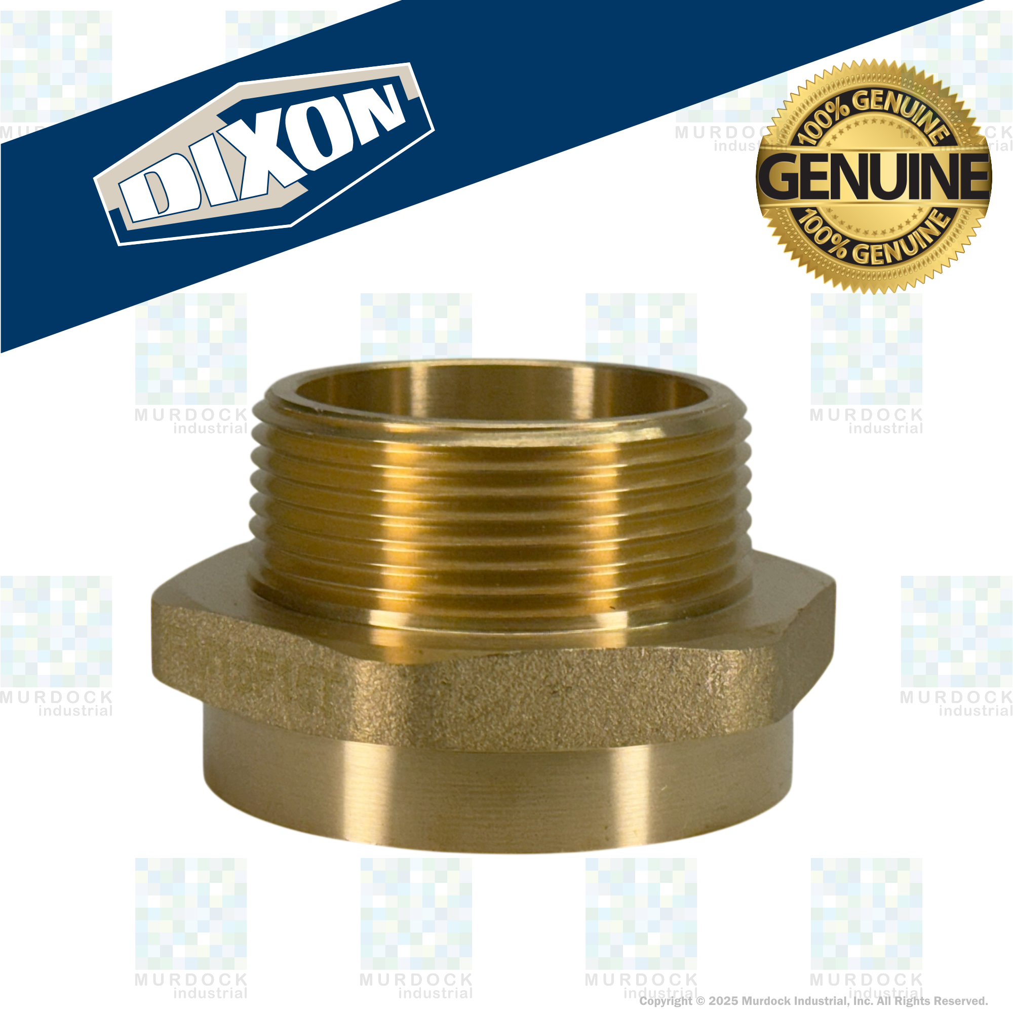 FM15F15T Dixon Cast Brass Female to Male Hex Nipple - 1-1/2" Female NST(NH) x 1-1/2" Male NPT