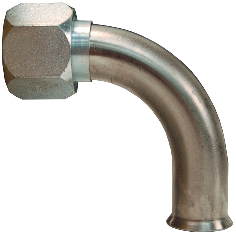 FMF1000-90 by Dixon Valve | Weld End Metal Hose Fitting | 90° Elbow | 1-5/16" Female SAE 37° JIC x 1" Tube OD | Carbon Steel Nut & Sleeve