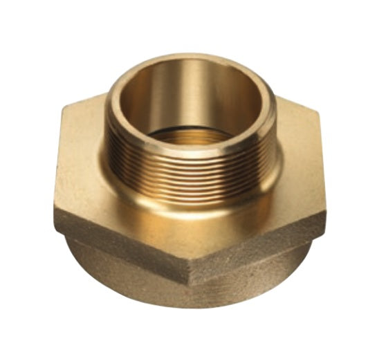 FMHN-40SH40ST by Kuriyama | FMHN Series | Hydrant & Garden Hose Adapter | Hex Nipple | 2-1/2" Female NPSH x 2-1/2" Male NST | Brass
