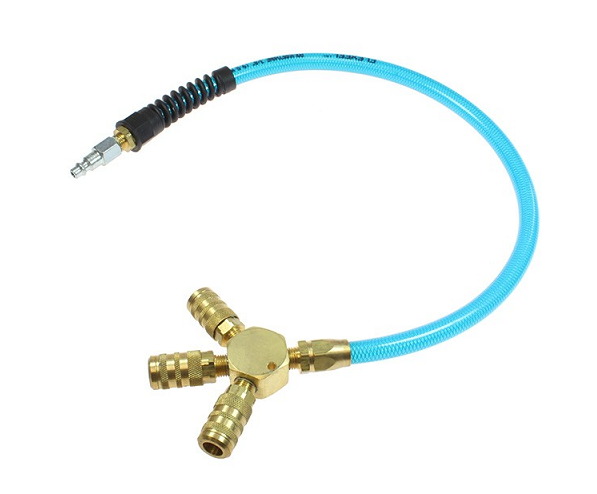 FP0636C-16X by Coilhose | Flexeel Pigtail Manifold | 1/4" 6 ball Automotive Coupler | Trans Blue | Polyurethane | 36ft