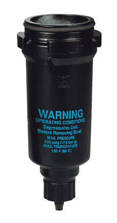 FRP-96-315 Dixon Valve Wilkerson Filter Bowl and Bowl Guard - Plastic Bowl with Flex Tip Drain - used on F30, M30