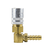 FS316V by ZSi-Foster | Quick Disconnect | FJT Series | 3/8" One Way Valved Socket | 3/8" ID | Hose Stem | 90° Elbow | Brass