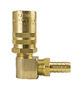 FS516 by ZSi-Foster | Quick Disconnect | FJT Series | 1/2" Straight-Thru Socket | 3/4" ID | Hose Stem | 90° Elbow | Brass