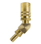 FS526 by ZSi-Foster | Quick Disconnect | FJT Series | 1/2" Straight-Thru Socket | 3/4" ID | Hose Stem | 45° Elbow | Brass