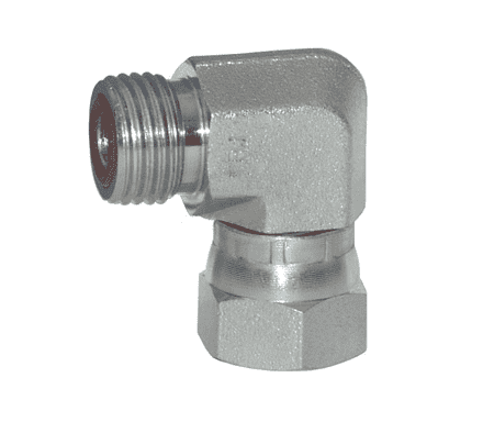 FS6500-10-10 Dixon Valve Zinc Plated Steel 1"-14 Male Flat Face x 1"-14 Female Flat Face Swivel Nut 90 deg. Elbow