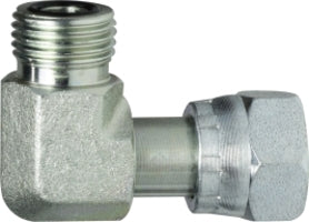 FS65001212 by Midland | Hydraulic Swivel Nut | 1-3/16-12 Male O-Ring Face Seal x 1-3/16-12 Female O-Ring Face Seal | 90° Elbow | Steel