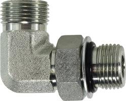 FS68011616 by Midland | Hydraulic O-Ring Connector | 1-7/16-12 Male O-Ring Face Seal x 1-5/16-12 Male O-Ring Boss | 90° Elbow | Steel