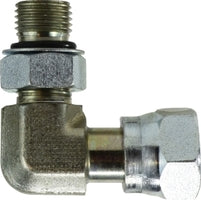 FS68091010 by Midland | Hydraulic Straight Thread Swivel Nut | 5/8" Male O-Ring Boss x 5/8" Female O-Ring Face Seal | 90° Elbow | Steel