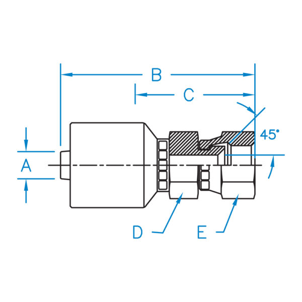 FSX-04-06-K2 by Kurt Hydraulic | K2 Series | 1/4" Hose Barb x 3/8" Female SAE 45° Swivel | Carbon Steel