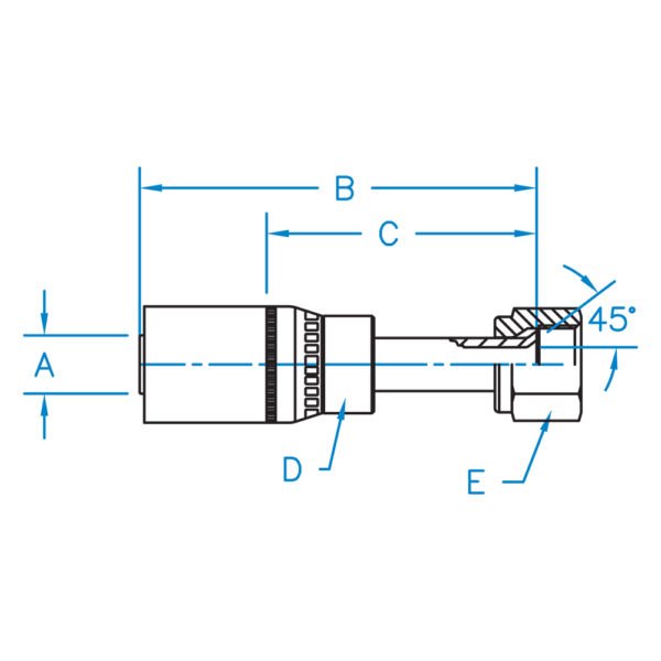 FSXT-08-10 by Kurt Hydraulics | Jump Size | Female SAE 45° | Swivel | for 1/2" Hose ID