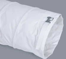 4369120025 by Flexaust | FX-180SF Series | Single-ply Bi-Directional Air Flow | 12" ID | White with white wearstrip | PVC vinyl coated Polyester fabric | 25' Length