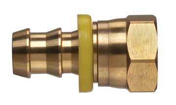 POFFJS-0810 by Kuriyama | Push-On Hose Fitting | Dual Angle Seat | 1/2" Hose Barb x 5/8" Female JIC 37°/SAE 45° Swivel | Brass