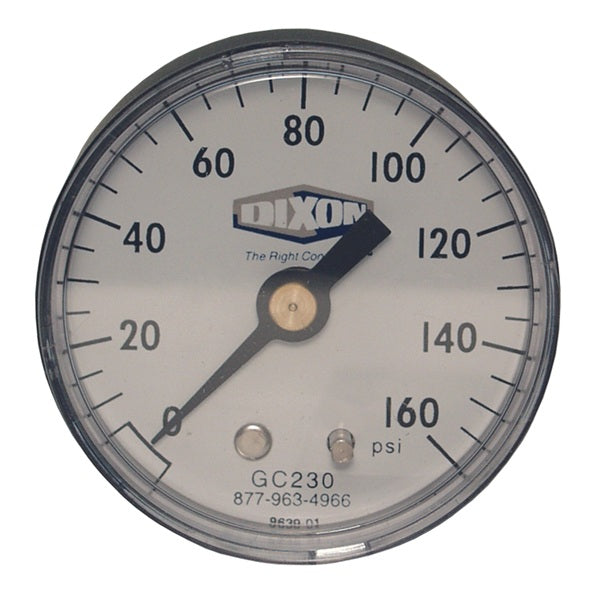 GC625 by Dixon Valve | Standard Dry Gauge | Center Back Mount | 1-1/2" Face | 1/8" Center Back Mount | 0-200 PSI Range | ABS Plastic