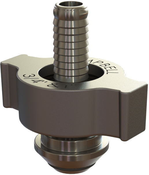 GJS-3 by Campbell Fittings | Ground Joint Coupling | Hose Stem | 3/4" Hose Size x 3/4" Hose Barb | Viton® Seal | Straight | Steel