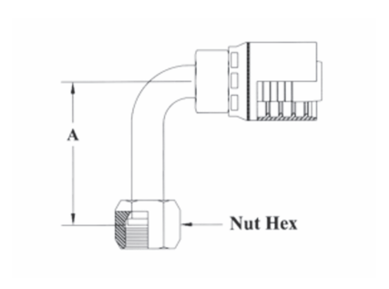 GW33-12x12 by Couplamatic | GW Series Coupling | 3/4" Hose ID x 1-3/16x12 Thread O-Ring Face Seal | ORF Female Swivel Long drop | 90° Elbow | Trivalent Zinc Plating