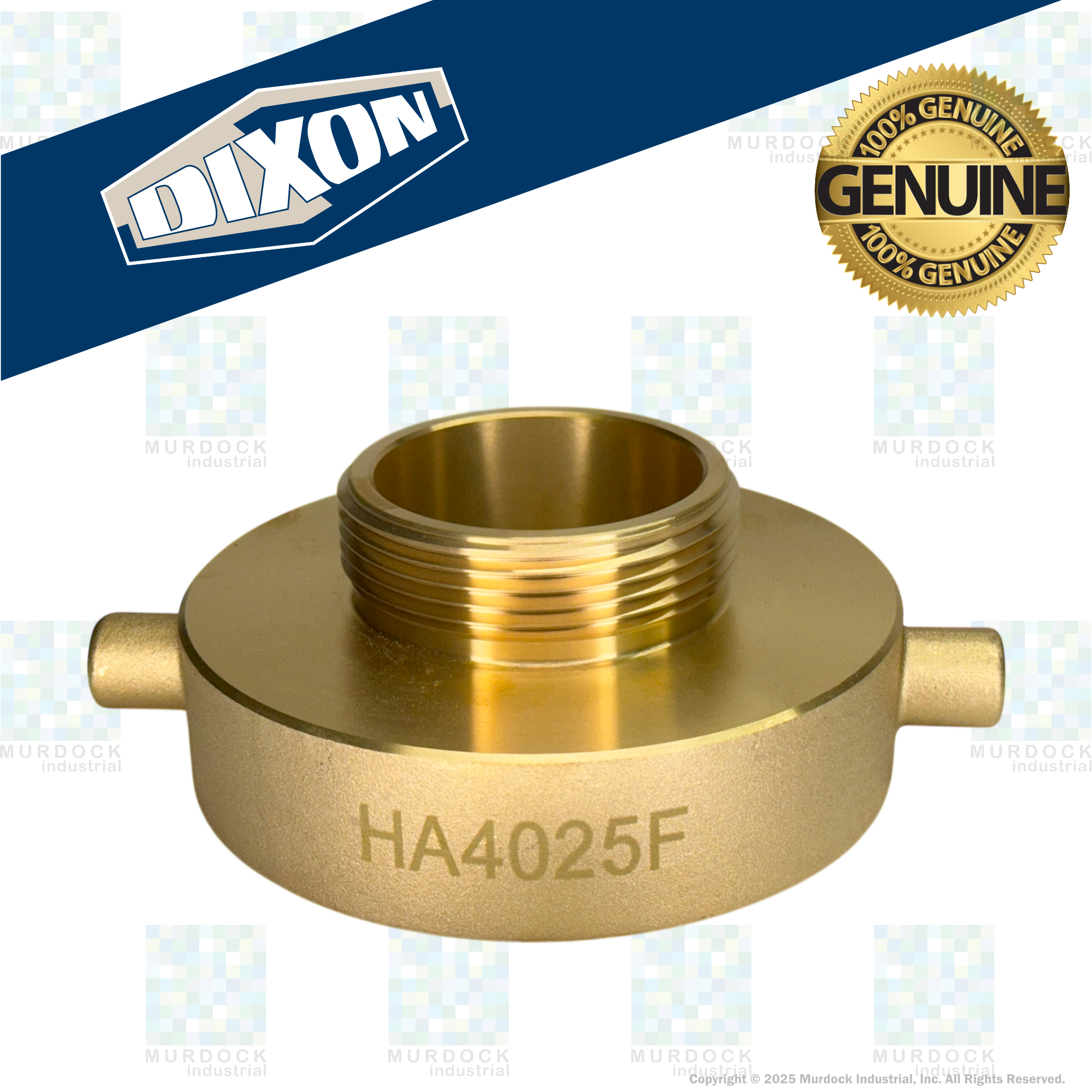 HA4025F Dixon Cast Brass Hydrant Adapter - Pin Lug - Increaser / Reducer - 4" Female NST(NH) x 2-1/2" Male NST(NH)