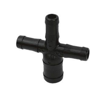 HBC050075 by Banjo | Pipe Fitting | 1/2" Hose Barb x 1/2" Hose Barb x 1/2" Hose Barb x 3/4" Hose Barb | Cross | 300 PSI | Polypropylene | Pack of 10