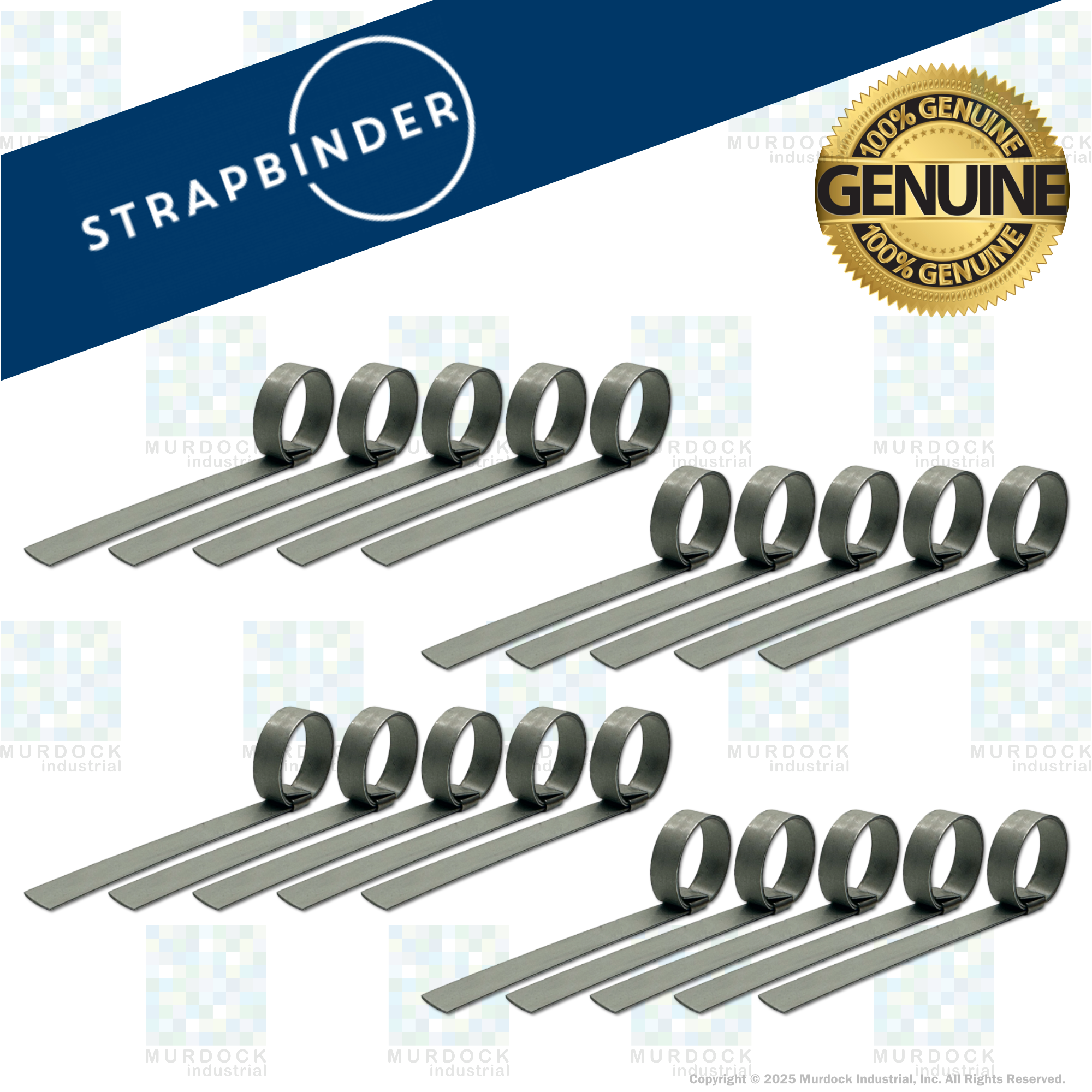 HBCP4 by Strapbinder | Center Punch Clamp | 1" ID | 5/8" Width | .027" Thickness | Galvanized Carbon Steel | Box of 100
