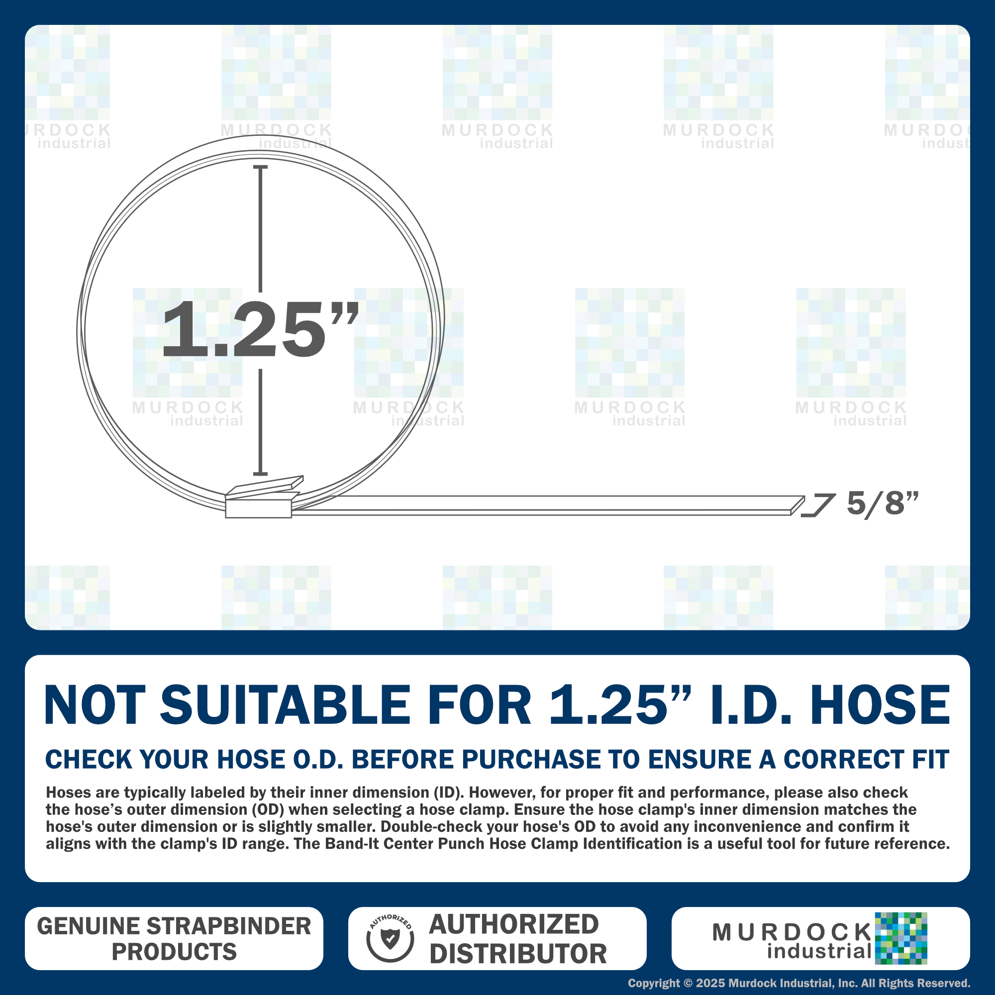 HBCP5 by Strapbinder | Center Punch Clamp | 1-1/4" ID | 5/8" Width | .027" Thickness | Galvanized Carbon Steel | Box of 100