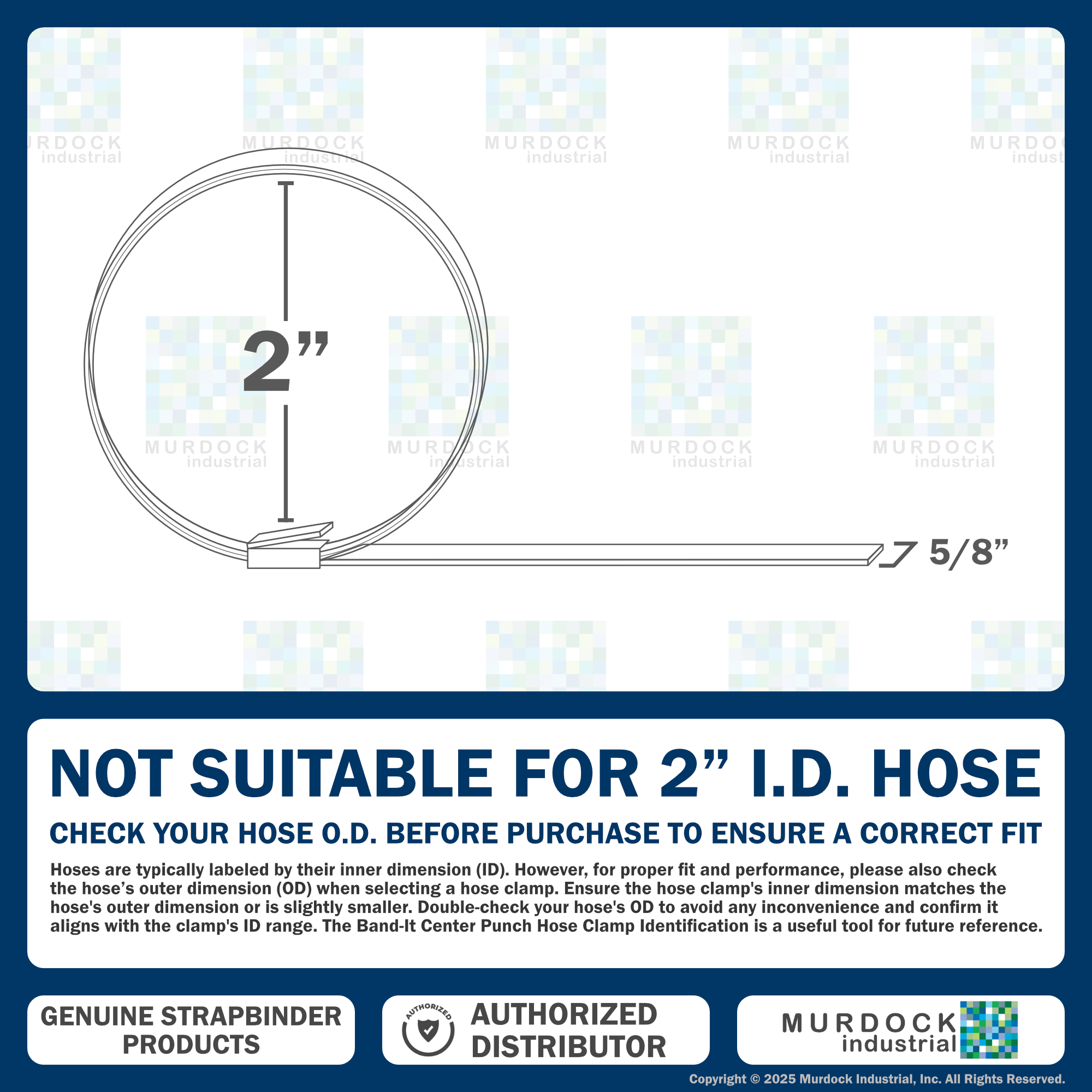 HBCP8 by Strapbinder | Center Punch Clamp | 2" ID | 5/8" Width | .027" Thickness | Galvanized Carbon Steel | Box of 100