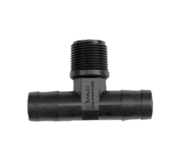HBT150-150 by Banjo | Pipe Fitting | 1-1/2" Hose Barb x 1-1/2" Hose Barb x 1-1/2" Male NPT | Tee | 300 PSI | Polypropylene | Pack of 10