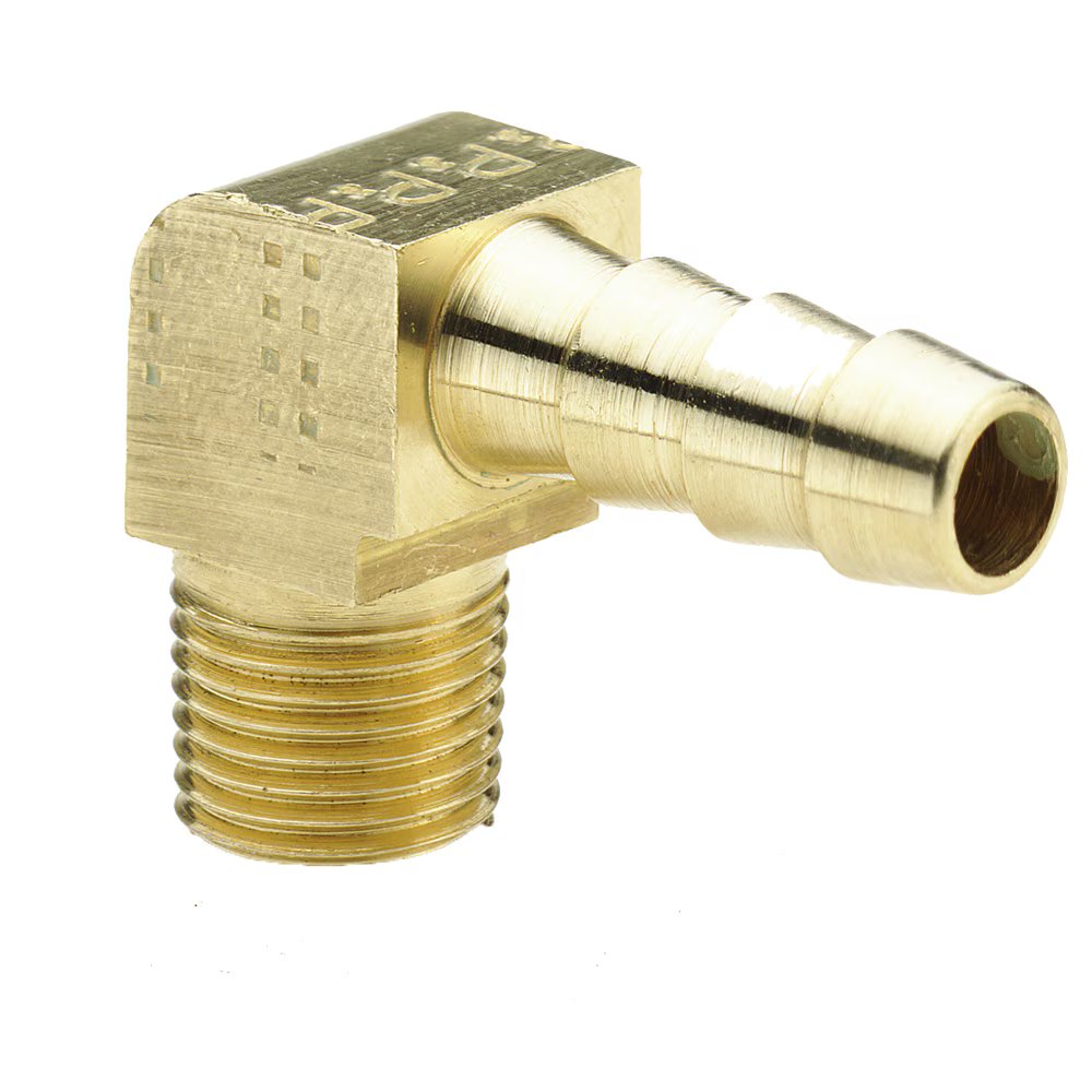 129HB-8-8 by Parker | Hose Barb Fittings | 1/2" Hose Barb x 1/2" Male Pipe Thread | 90° Elbow | Brass | Pack of 25