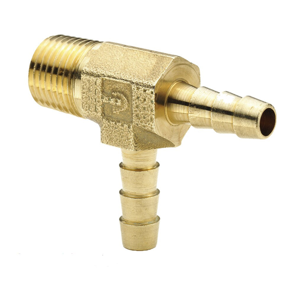 171HB-4-4 by Parker | Hose Barb Fittings | 1/4" Hose Barb x 1/4" Male Pipe Thread | 1.95" Length | Tee | Brass | Pack of 15