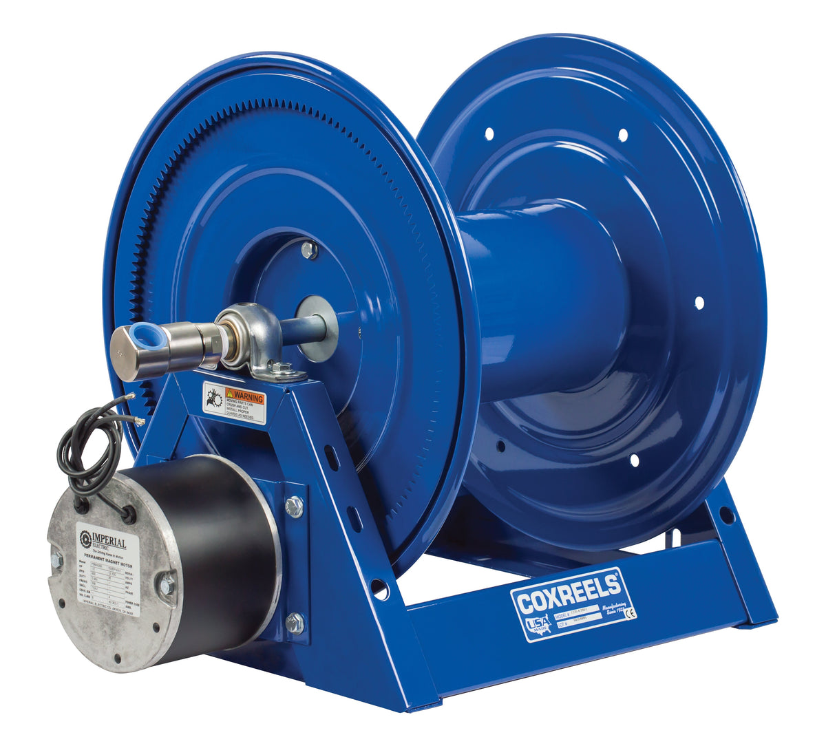 1125-6-35-EF by Coxreels | 1125 Series | 3,000 PSI Motor Driven Hose Reel | 24V DC 1/3 HP Electric Motor | 1" Hose ID, 1" FNPT Inlet | Steel | 35ft Capacity, Hose Not Included