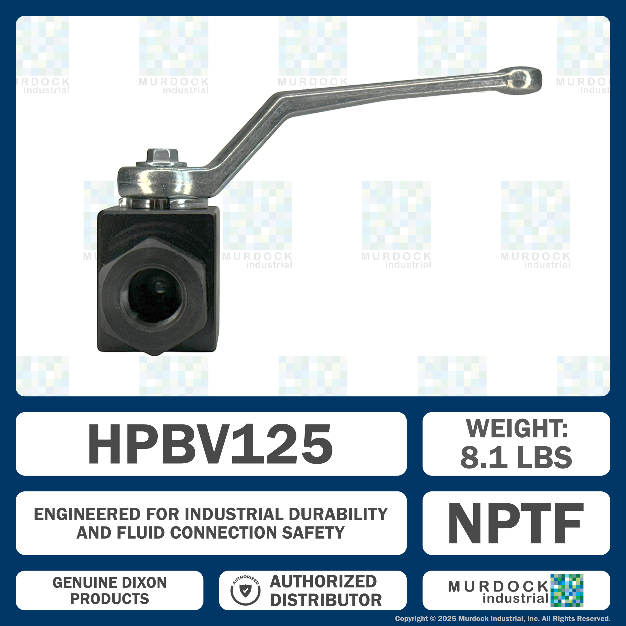 HPBV125 by Dixon Valve | High Pressure Ball Valve | Full-Bore | 1-1/4" Female NPT x 1-1/4" Female NPT | Carbon Steel
