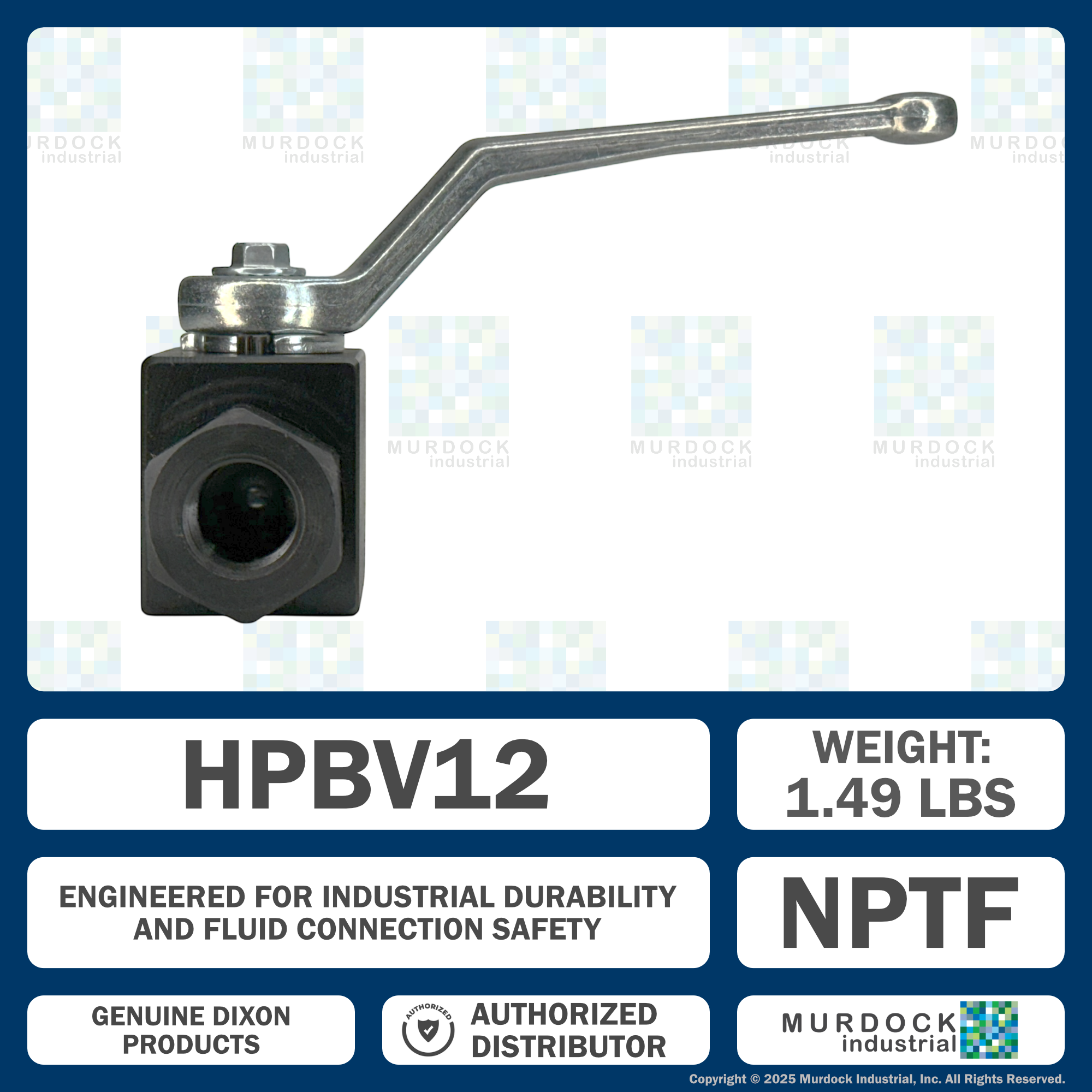 HPBV12 by Dixon Valve | High Pressure Ball Valve | Full-Bore | 1/2" Female NPT x 1/2" Female NPT | Carbon Steel