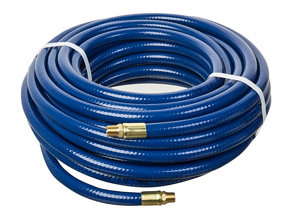 HS1186-04X25 Kuri-Tec by Kuriyama | HS1186 Series | Utility-Grade PVC Air Tool Hose Assembly | 1/4" ID | 1/4" x 1/4" Male NPT | Blue | 25ft Length