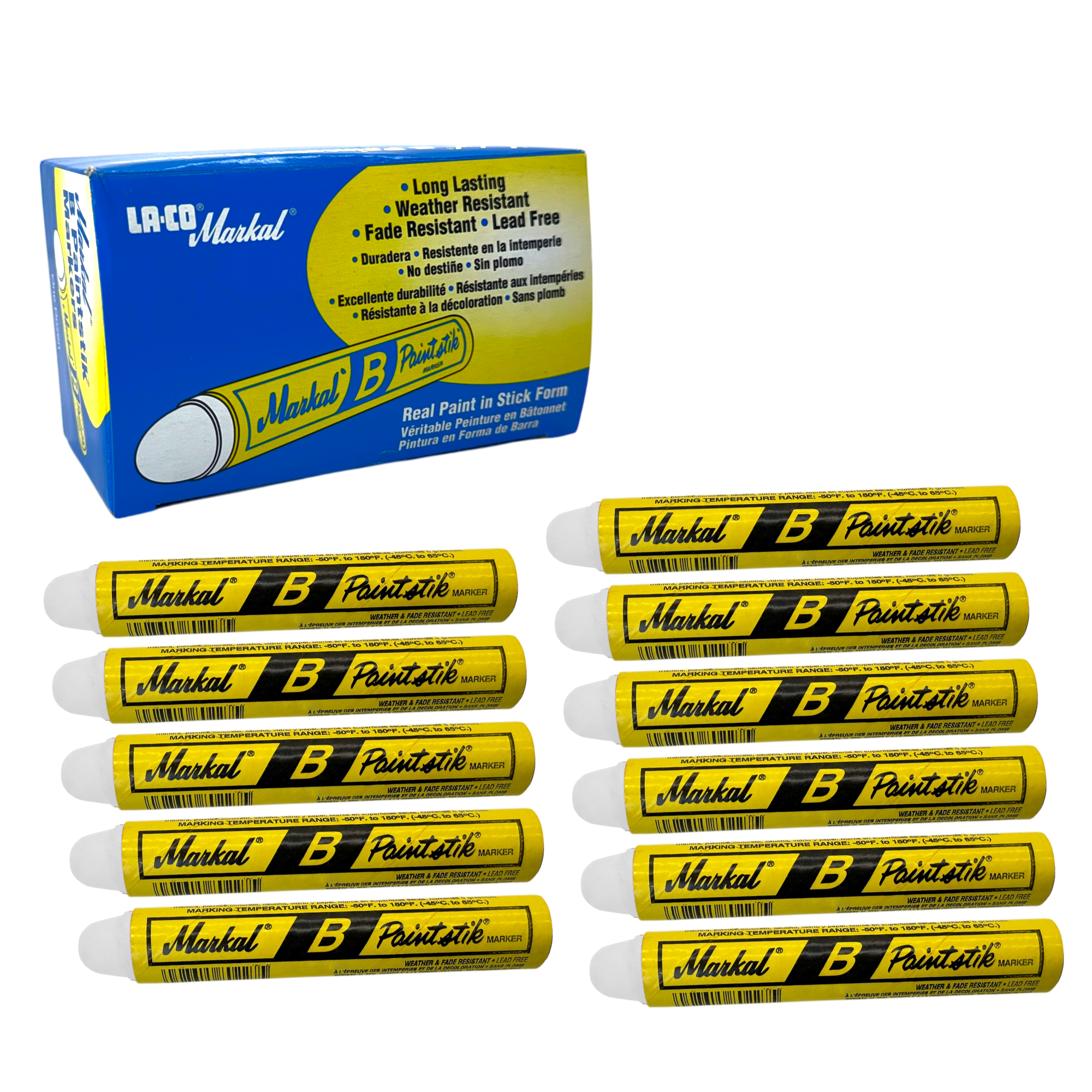 080220 by Markal | B Paintstik | Standard Size 11/16" x 4-3/4" | White