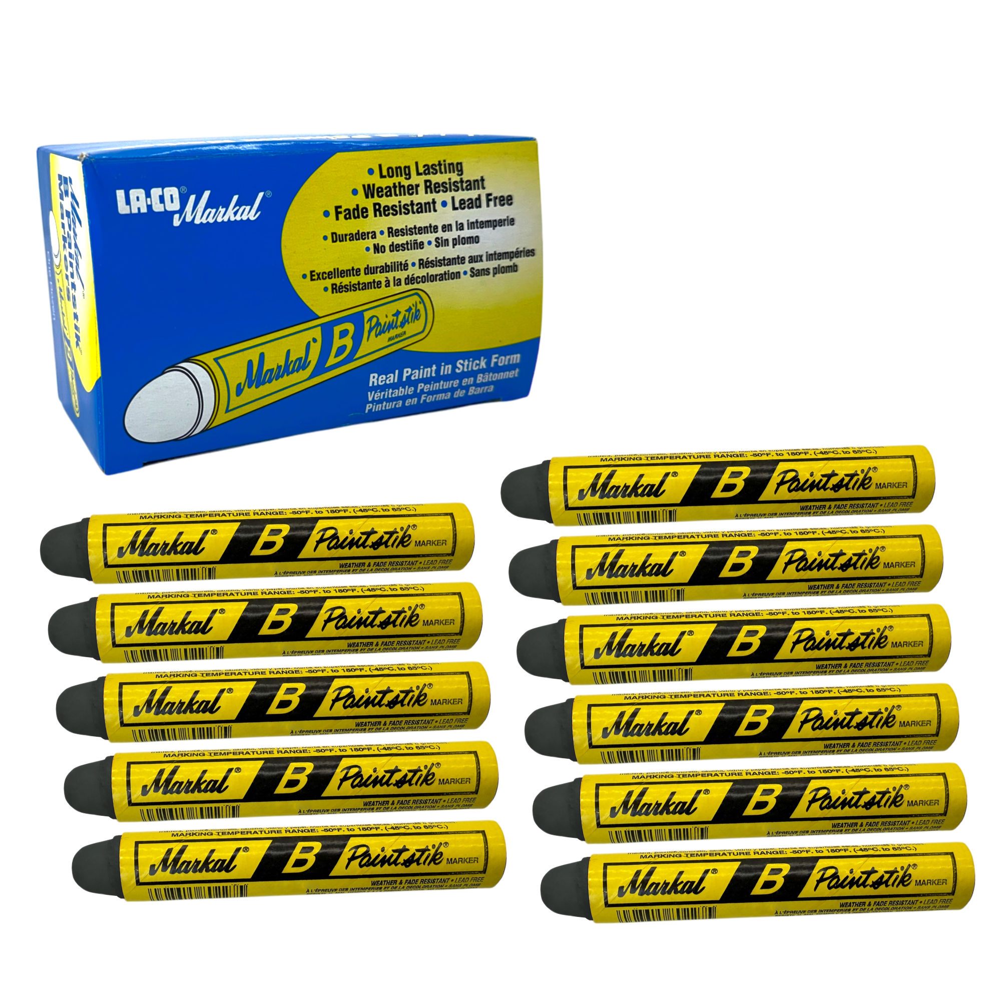 080223 by Markal | B Paintstik | Standard Size 11/16" x 4-3/4" | Black
