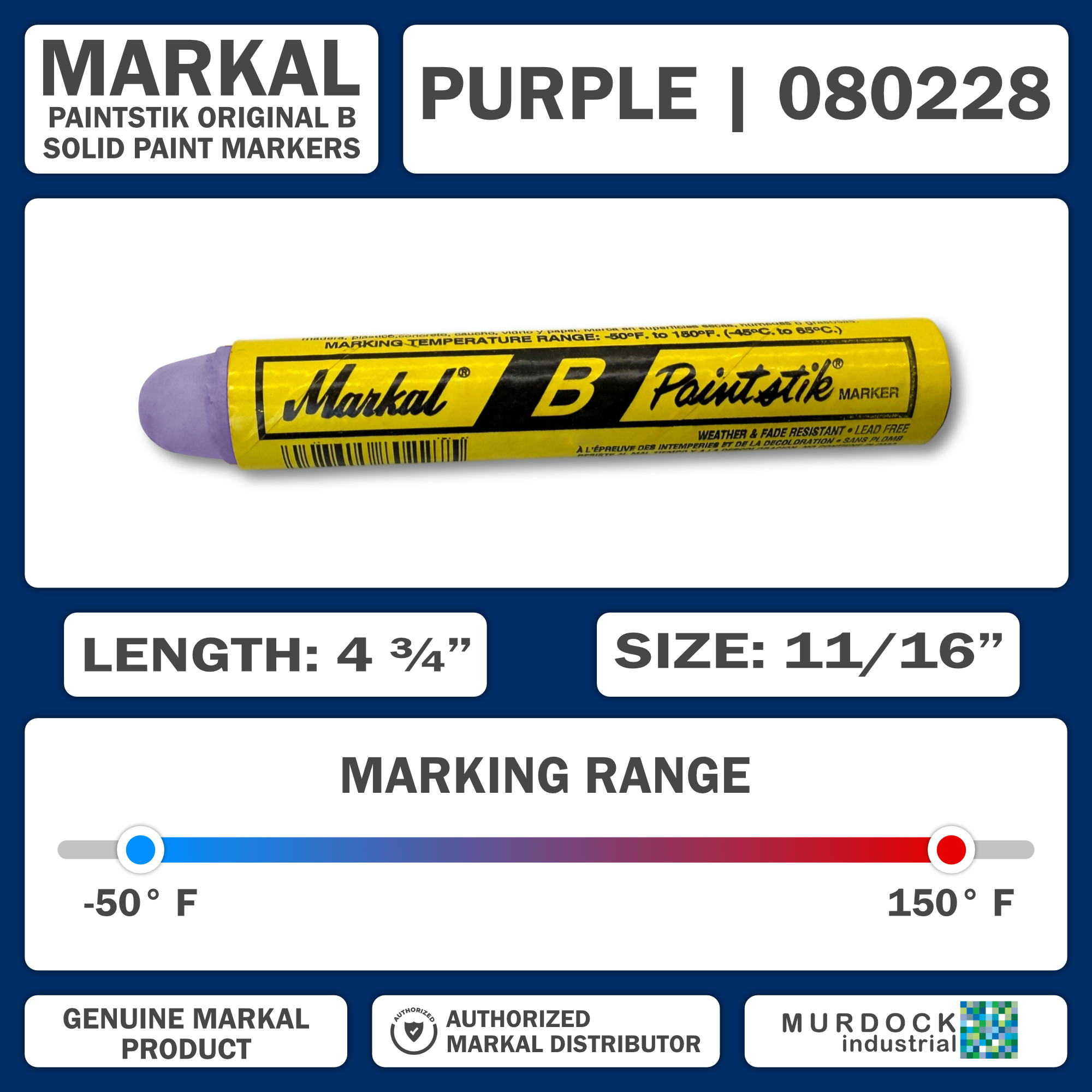 080228 by Markal | B Paintstik | Standard Size 11/16" x 4-3/4" | Purple