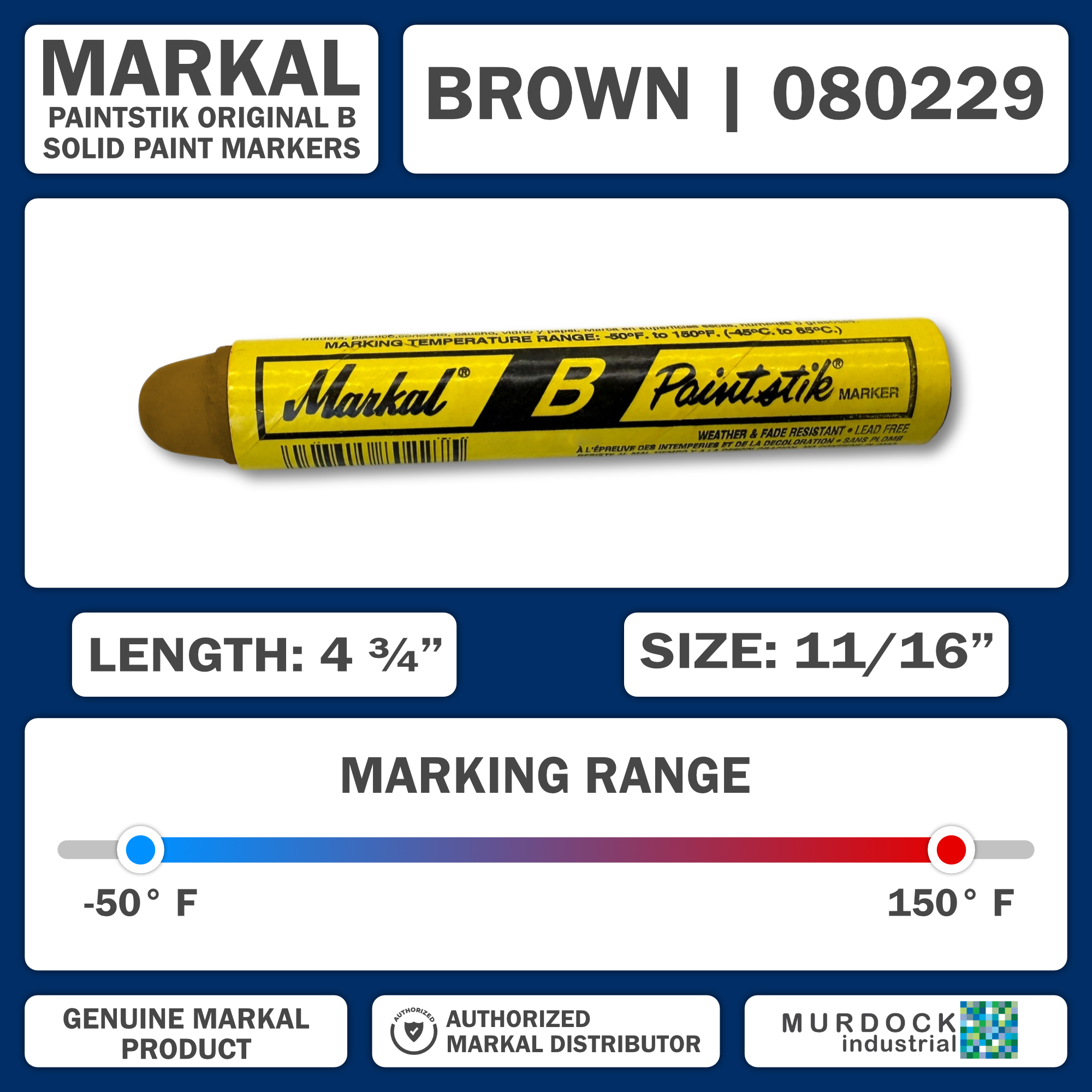 080229 by Markal | B Paintstik | Standard Size 11/16" x 4-3/4" | Brown