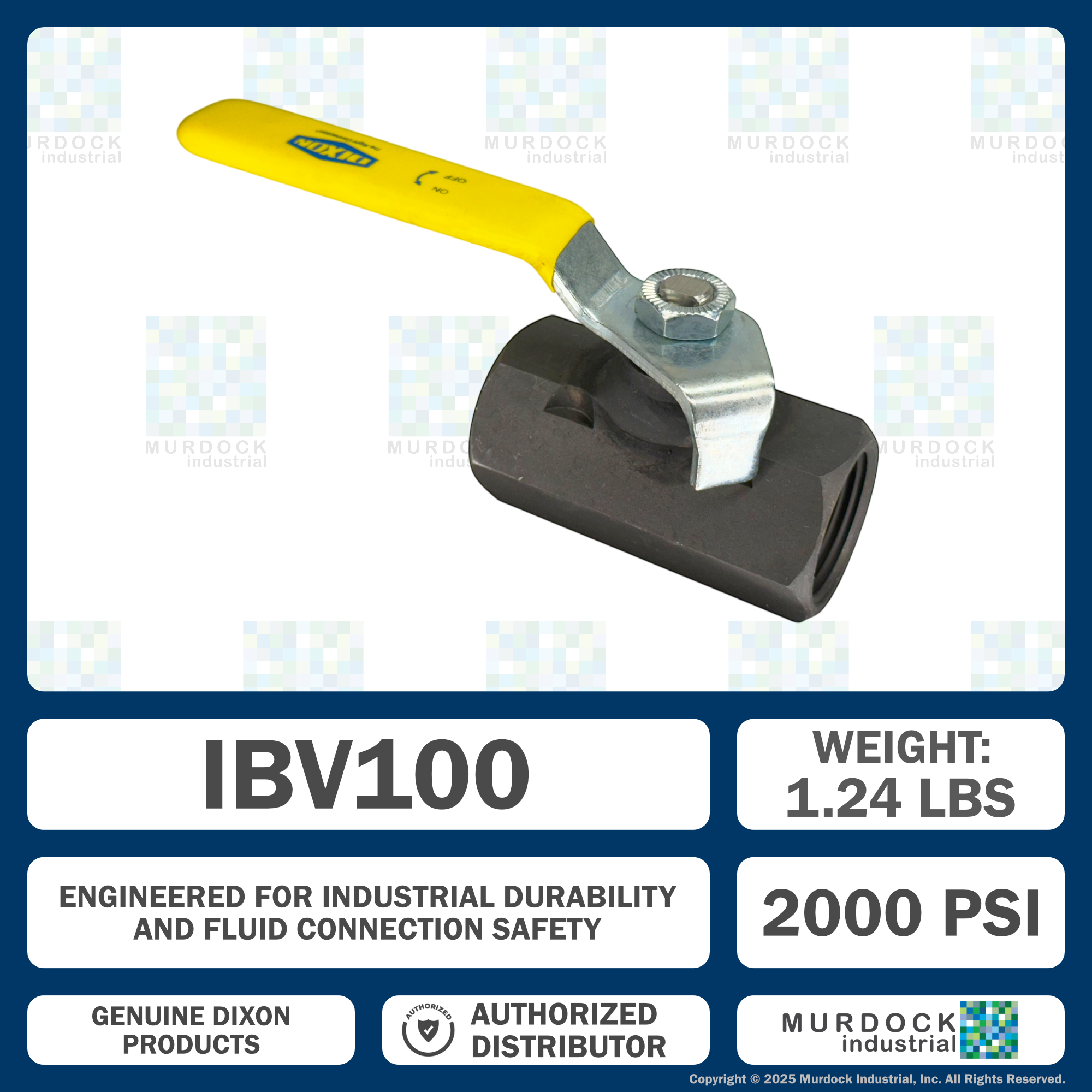 IBV100 by Dixon Valve | Ball Valve | Standard Port | 1" Female NPT x 1" Female NPT | Carbon Steel