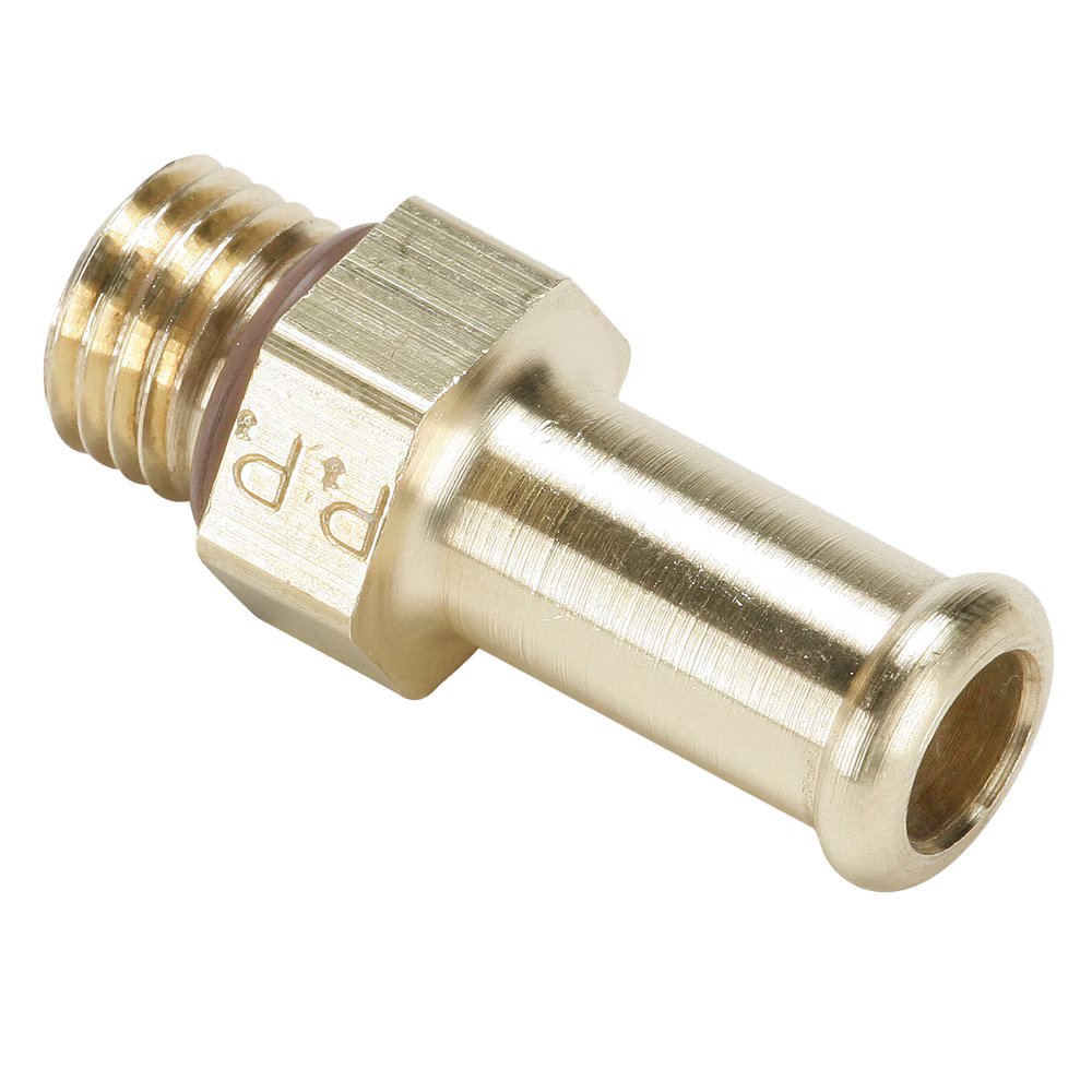 68HB-6-MI14 by Parker | 3/8" Hose Barb x M14X1.5 Metric Thread | 3/4" Hex | Straight | 1.51" Length | Straight | Brass | Pack of 5