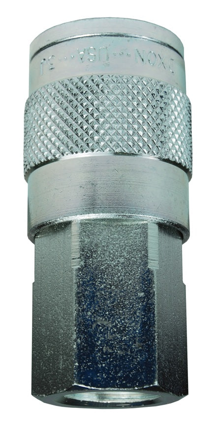 3JF4 by Dixon Valve | Pneumatic Quick Disconnect Coupling | J-Series | 1/2" Female NPTF x 3/8" Automotive Interchange | Socket | Nitrile Seal | Steel