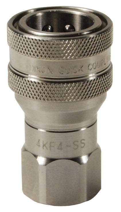 4KF4-SS by Dixon Valve | Hydraulic Quick Disconnect Coupling | K-Series | 1/2" Female NPTF x 1/2" ISO-A Interchange | Socket | Nitrile Seals | 316 Stainless Steel