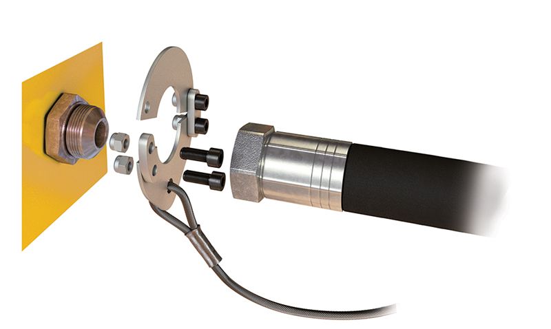 KH-STOPFUJIC415SOP Stopflex by Kuriyama | Hydraulic Hose Safety Retention System | Nipple Retention System Open 24° Cone Connectors (JIC) | Large Cutting Plate | M8 Size | 1.339" ID | 17.717" Length | Pack of 10