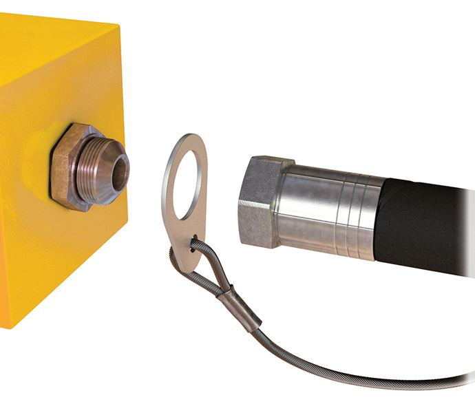 KH-STOPFUJIC275OP Stopflex by Kuriyama | Hydraulic Hose Safety Retention System | Nipple Retention System Open 24° Cone Connectors (JIC) | Small Cutting Plate | M6 Size | 1.083" ID | 11.811" Length | Pack of 10