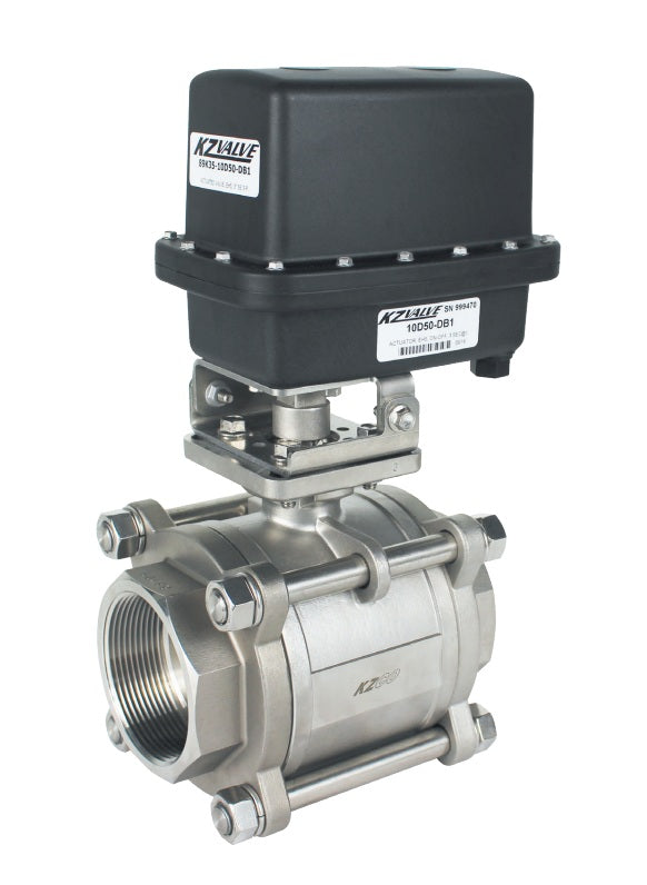 KZ-89H22-10EYS-PF1 KZ Valve by Banjo | 89 Series | Electric Stainless Steel 3-Piece Ball Valve | 1-1/2" Female NPT | Control Type: ON/OFF