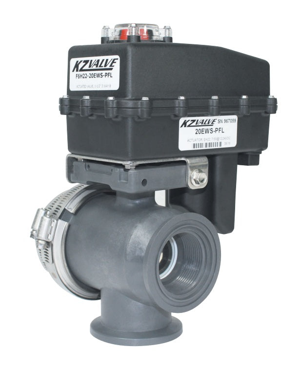 KZ-F4F33-1CE9S-D0V KZ Valve by Banjo | QX Series | Polypropylene Electric Valve | 1" Female NPT, Bottom Load | Stainless Steel Ball | Control Type: ON/OFF/ON