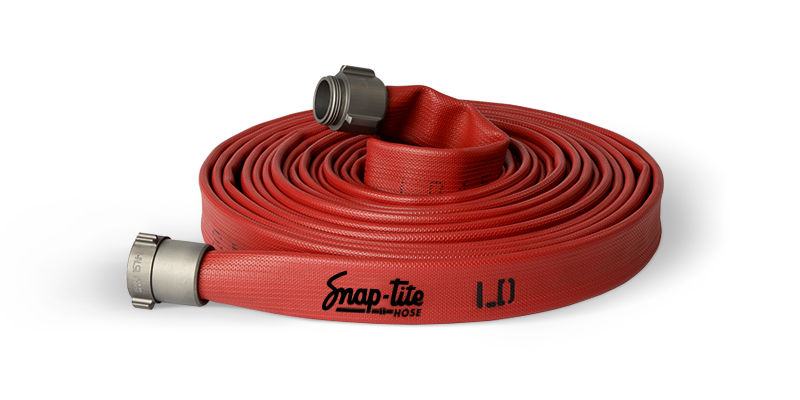 LD25X25R25N by Snap-Tite | LD Series | Nitrile Fire Hose Assembly with Nylon Reinforcement | 2-1/2" Hose I.D. | 2-1/2" Male NH x 2-1/2" Female NH Couplings | 300 PSI | Red | 25ft Length