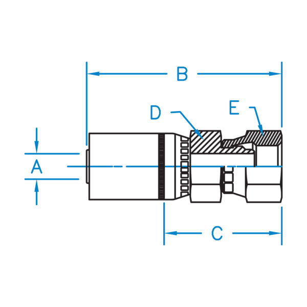 LF-08-08 by Kurt Hydraulics | Female Flareless | Swivel | 24° Cone | Line Fit Sleeveless Design | for 1/2" Hose ID