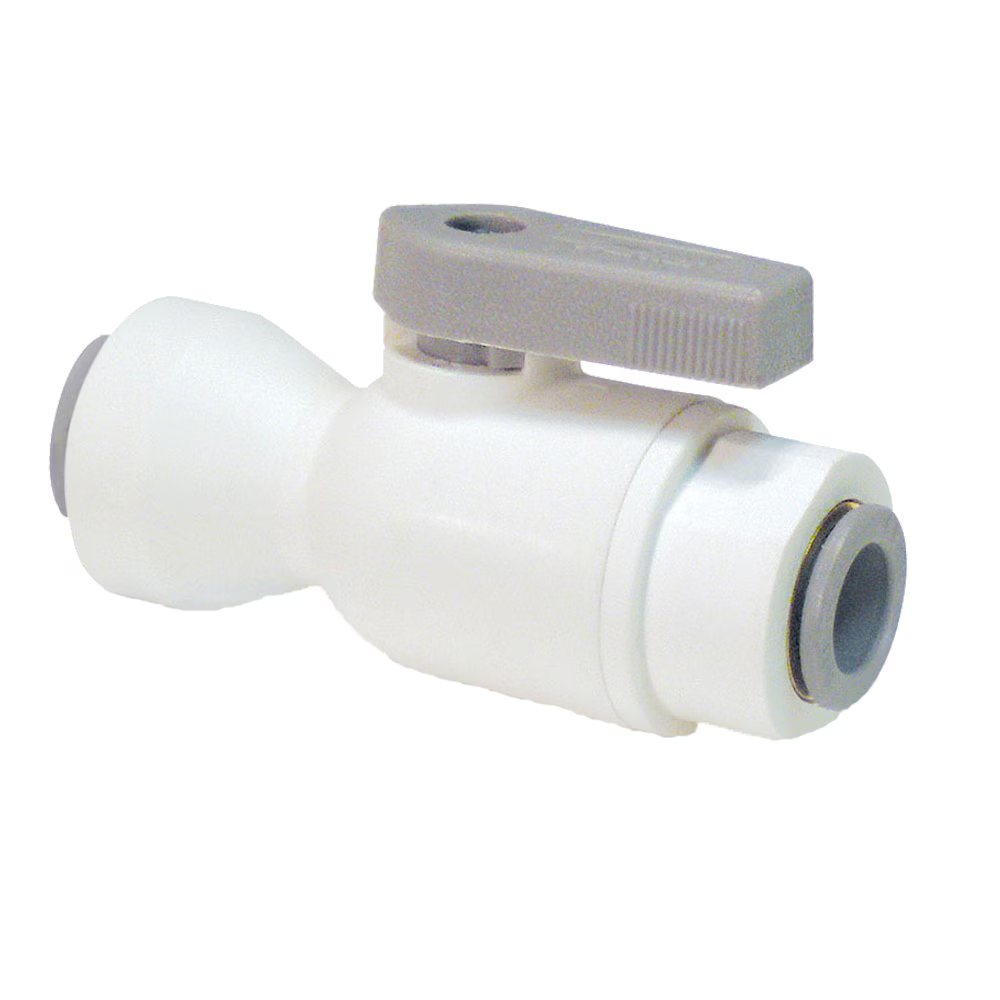 LFPP10MVUC10M by Parker | LIQUIfit® Ball Valve | 10 mm Push-to-Connect x 10 mm Push-to-Connect | 2.73" Length | Straight | Polypropylene