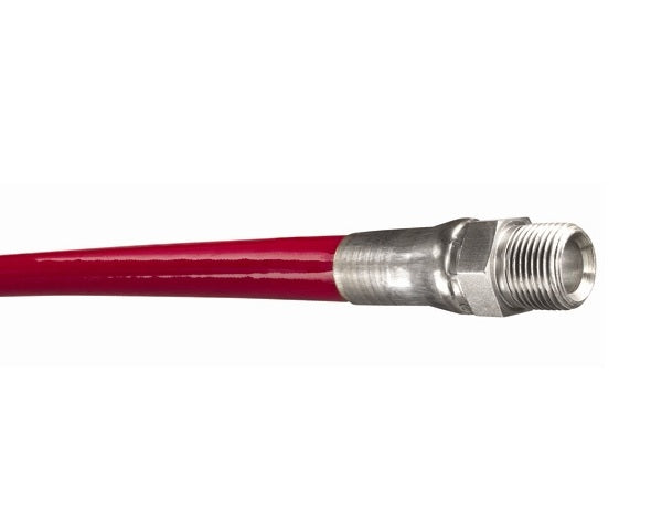 LLRD-MM06X600 Piranha® by Kuriyama | LLRD Series | Jetting Line Hose Assembly | 5000 PSI | 3/8" ID | 0.65" OD | 3/8" Male NPTF x 3/8" Male NPTF | Red | 600ft Length