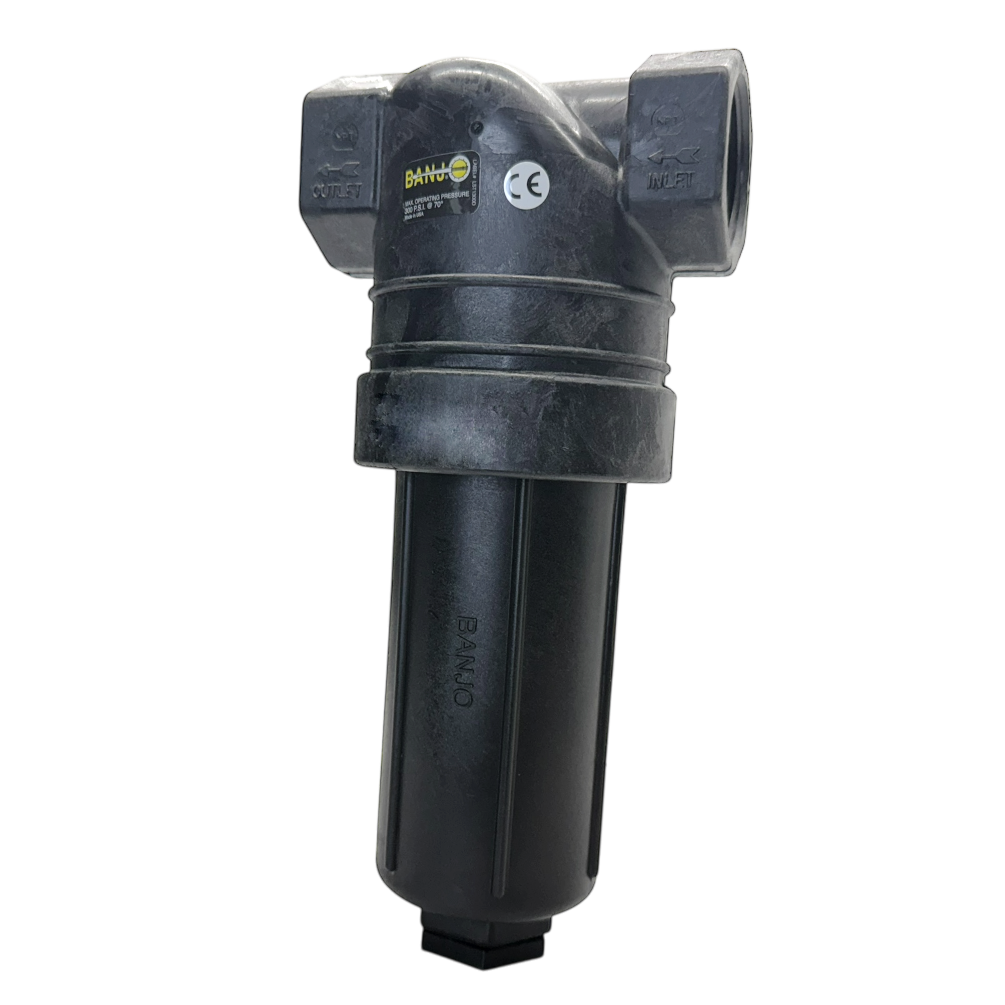 LST100-30 by Banjo | T Line Strainer | 1" x 1" Female NPT with 30 Mesh Stainless Steel Screen | 300 PSI | Polypropylene