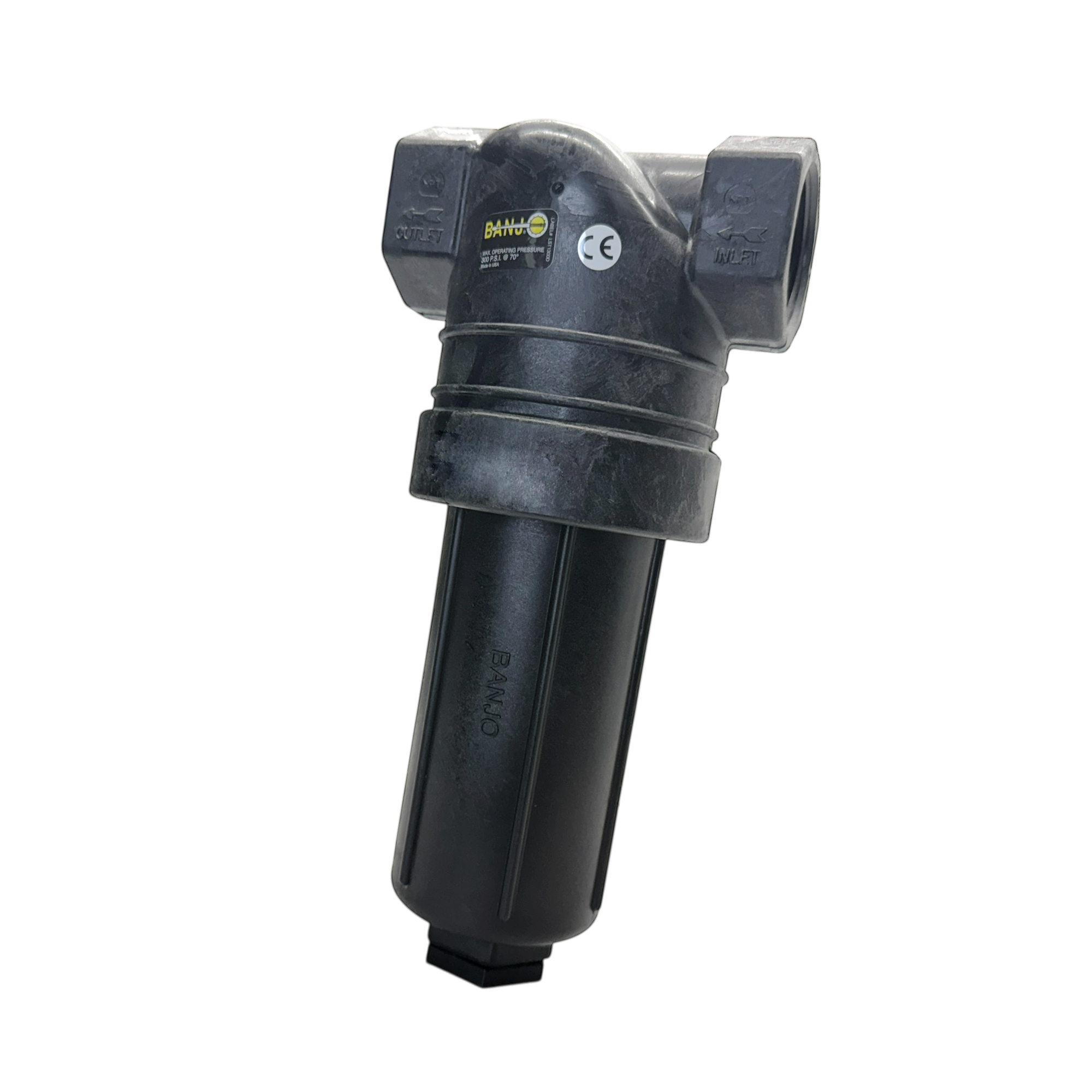 LST150-50 by Banjo | T Line Strainer | 1-1/2" x 1-1/2" Female NPT with 50 Mesh 316 Stainless Steel Screen | Gasket: EPDM | 300 PSI | Polypropylene