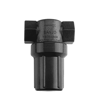 LSTM050-30 by Banjo | Mini T Line Strainer with Black Bowl | 1/2" x 1/2" Strainer with 30 Mesh Screen | Gasket: EPDM | 200 PSI | Polypropylene